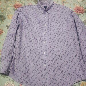 J. Crew Factory Men's Floral Button Down Shirt Purple Size Large (16-16 1/2)